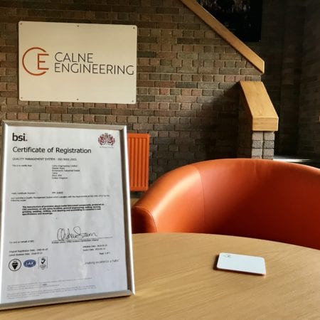 BSI Certificate in Calne Engineering Reception